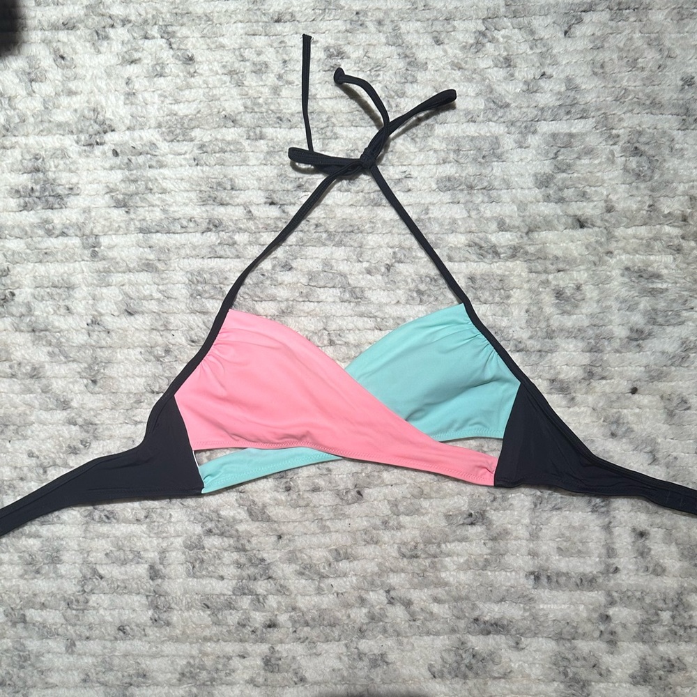 PINK Victorias Secret Twist Bikini Top pink blue small